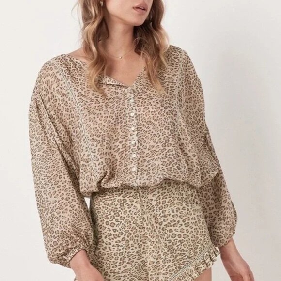 Spell & The Gypsy Collective M/L Frankie Leopard Print Blouse - Picture 1 of 16